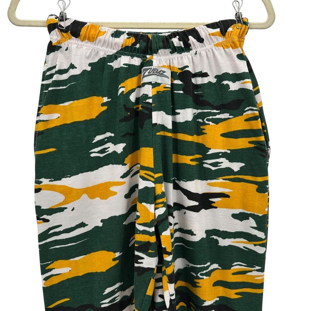 Vintage Zubaz Adult XS Pants Green Yellow White Black Zebra Camo Pattern - Picture 2 of 9